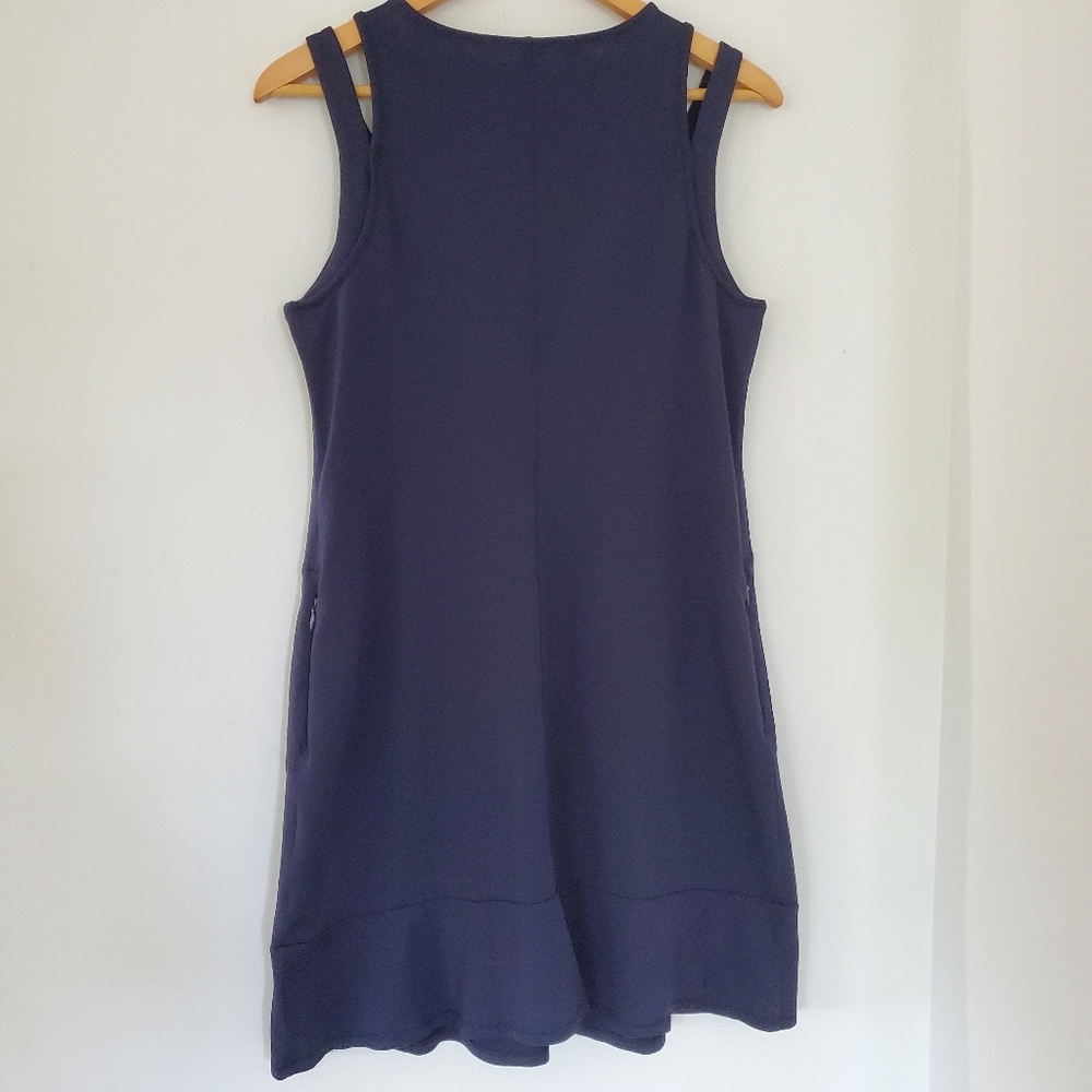 J. JILL FIT sz MP Sleeveless Knit Sport Dress Navy Blue Nylon Spandex Athleisure - Picture 11 of 13